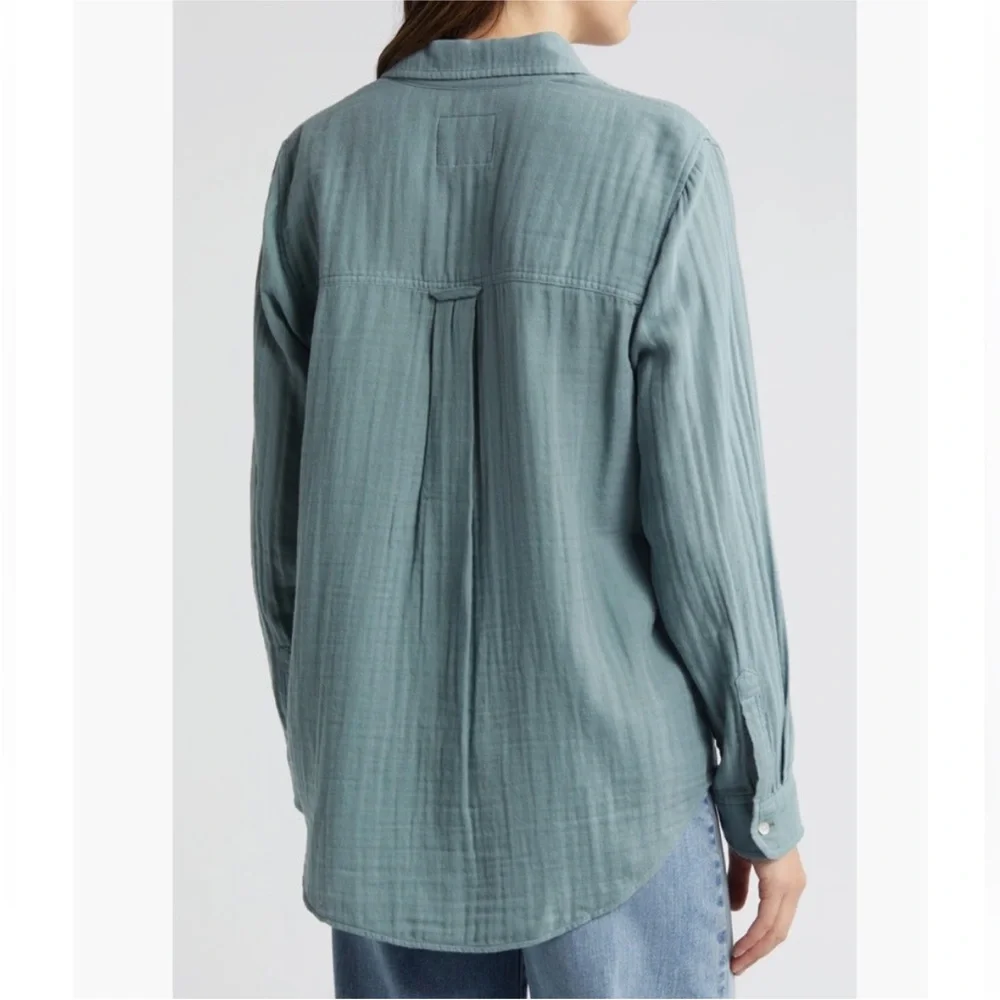 Rails Ellis Cotton Gauze Button Up Shirt in Aloe, Size S - Picture 2 of 13